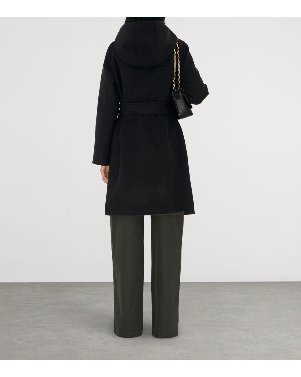 Burberry Black Wool Reversible Hooded Wrap Coat