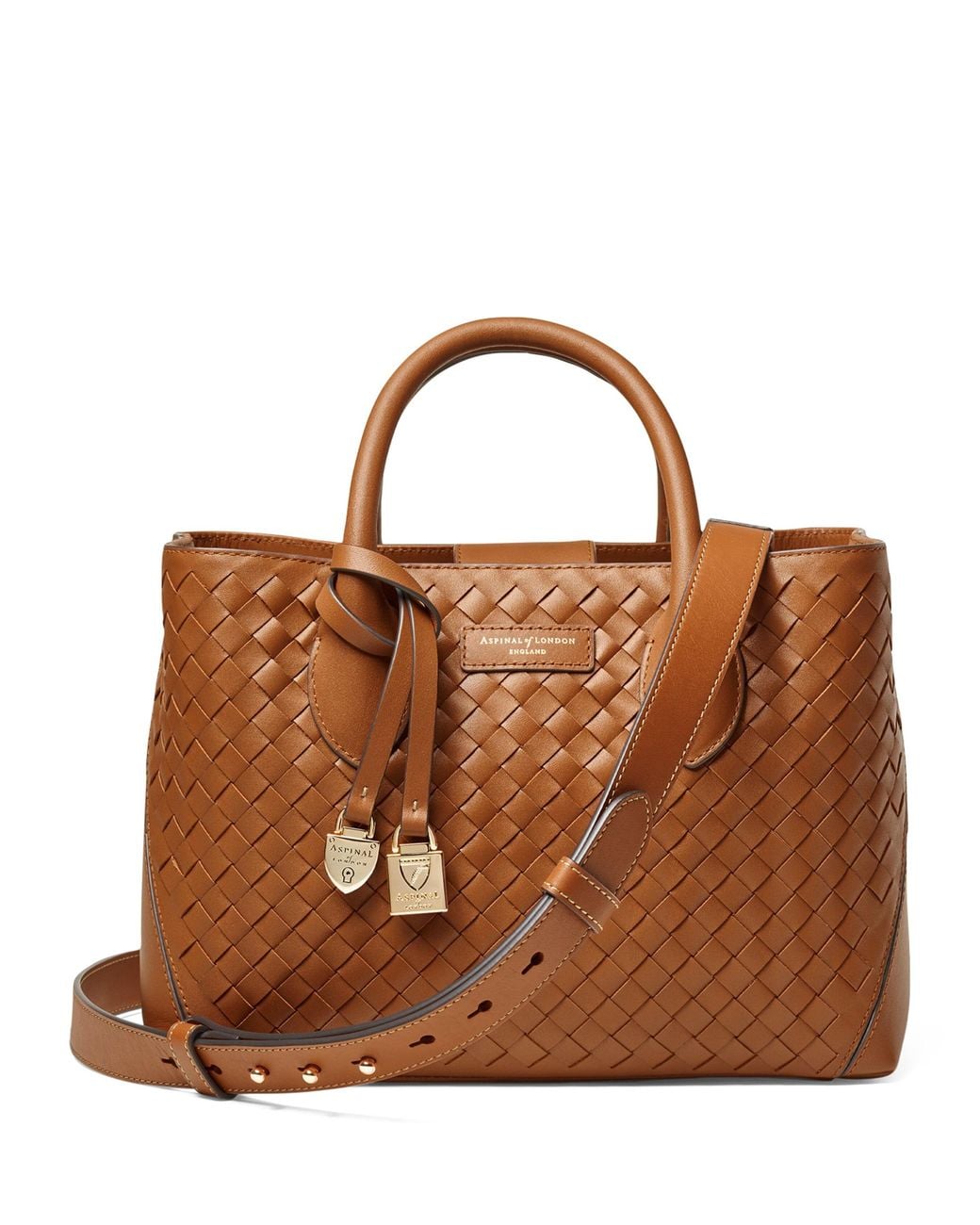 Aspinal Brown Midi Leather London Tote Bag