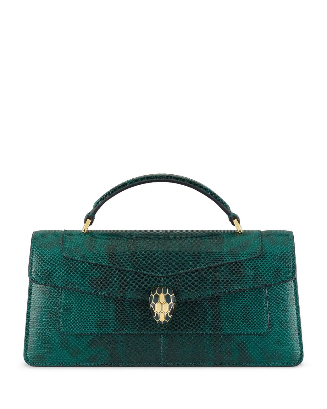 BVLGARI Green Karung Leather Serpenti Forever Top-Handle Bag