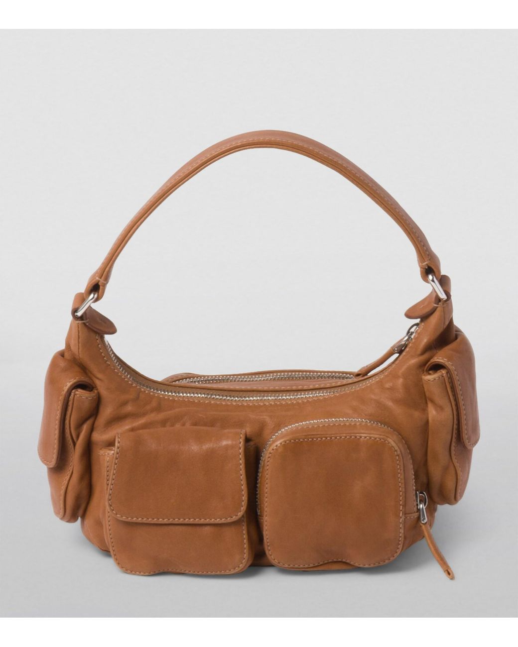 Miu Miu Brown Nappa Leather Pocket Shoulder Bag