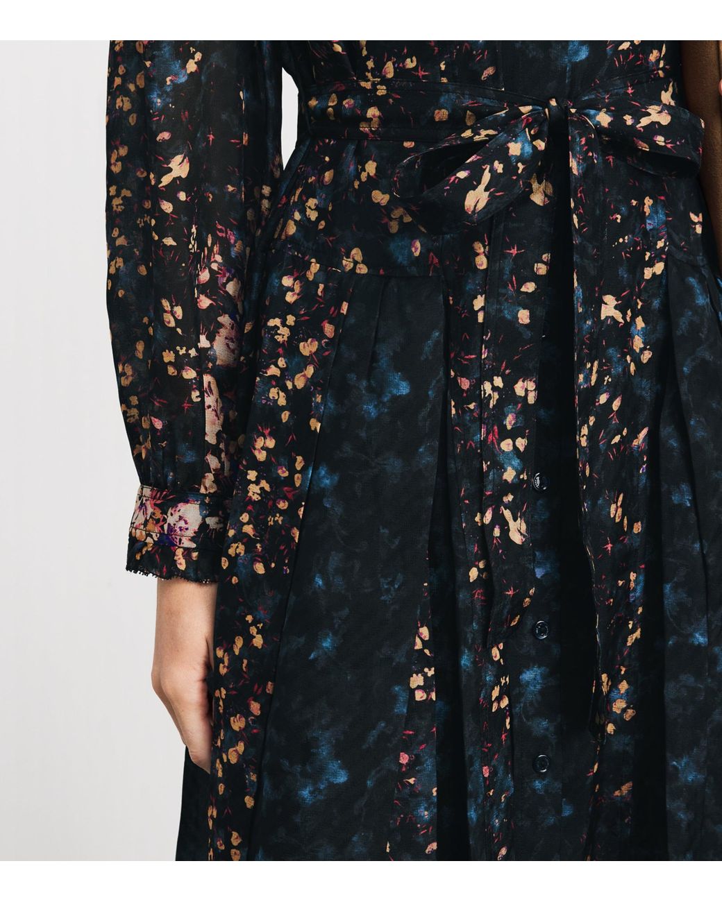 Ulla Johnson Black Silk Floral Tessa Wrap Dress