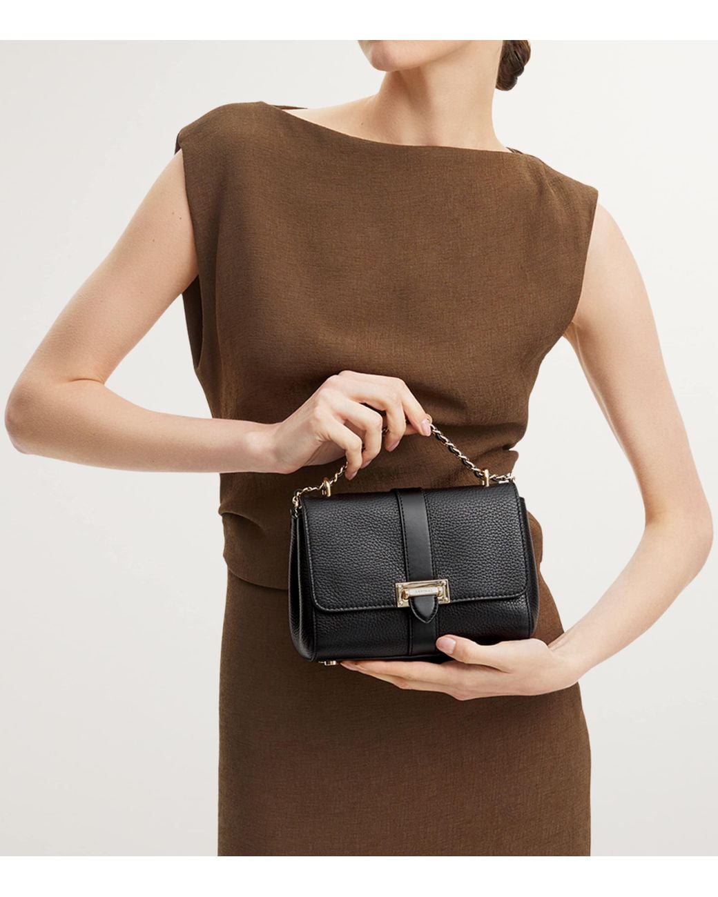 Aspinal Black Small Leather Lottie Cross-Body Bag