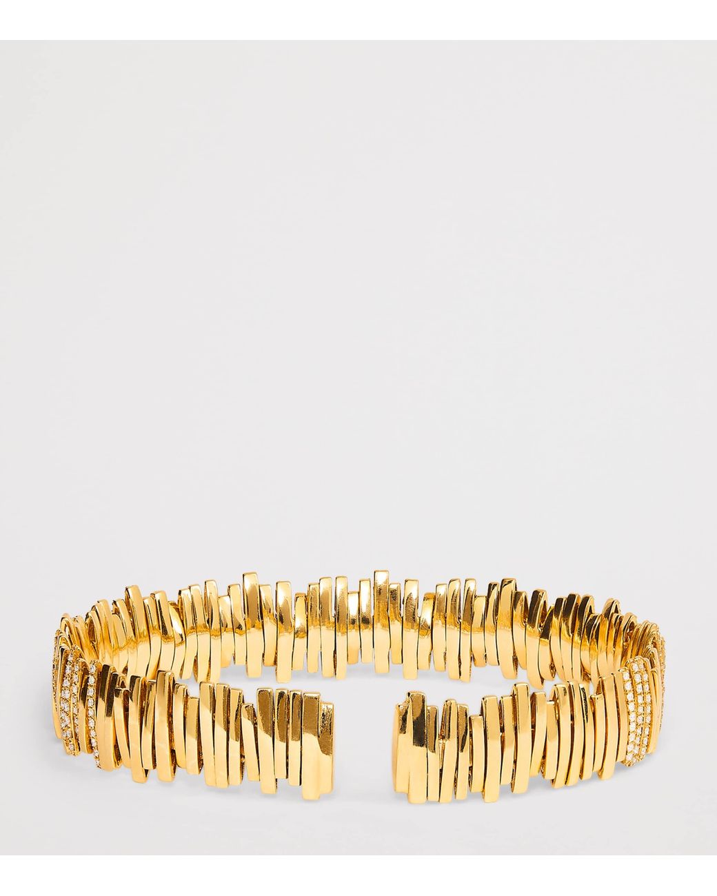 Suzanne Kalan Metallic And Diamond Half Pavé Cuff Bangle