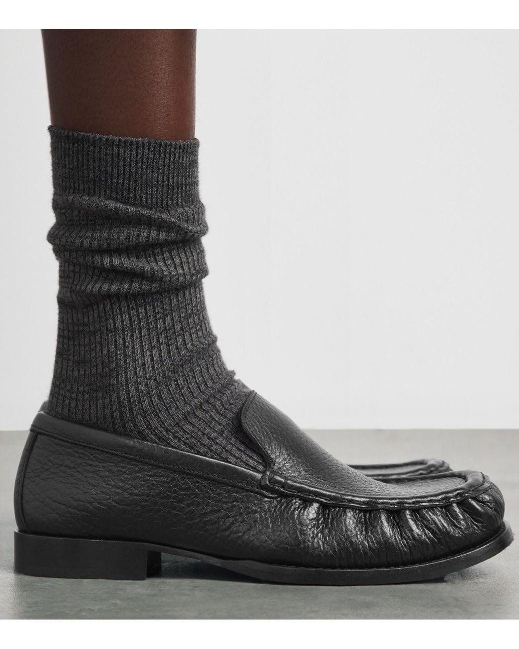 Dries Van Noten Black Leather Penny Loafers