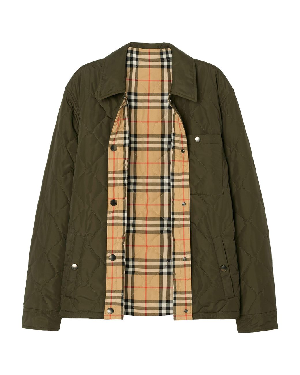 Burberry Green Reversible Quilted Overshirt Jacket for men