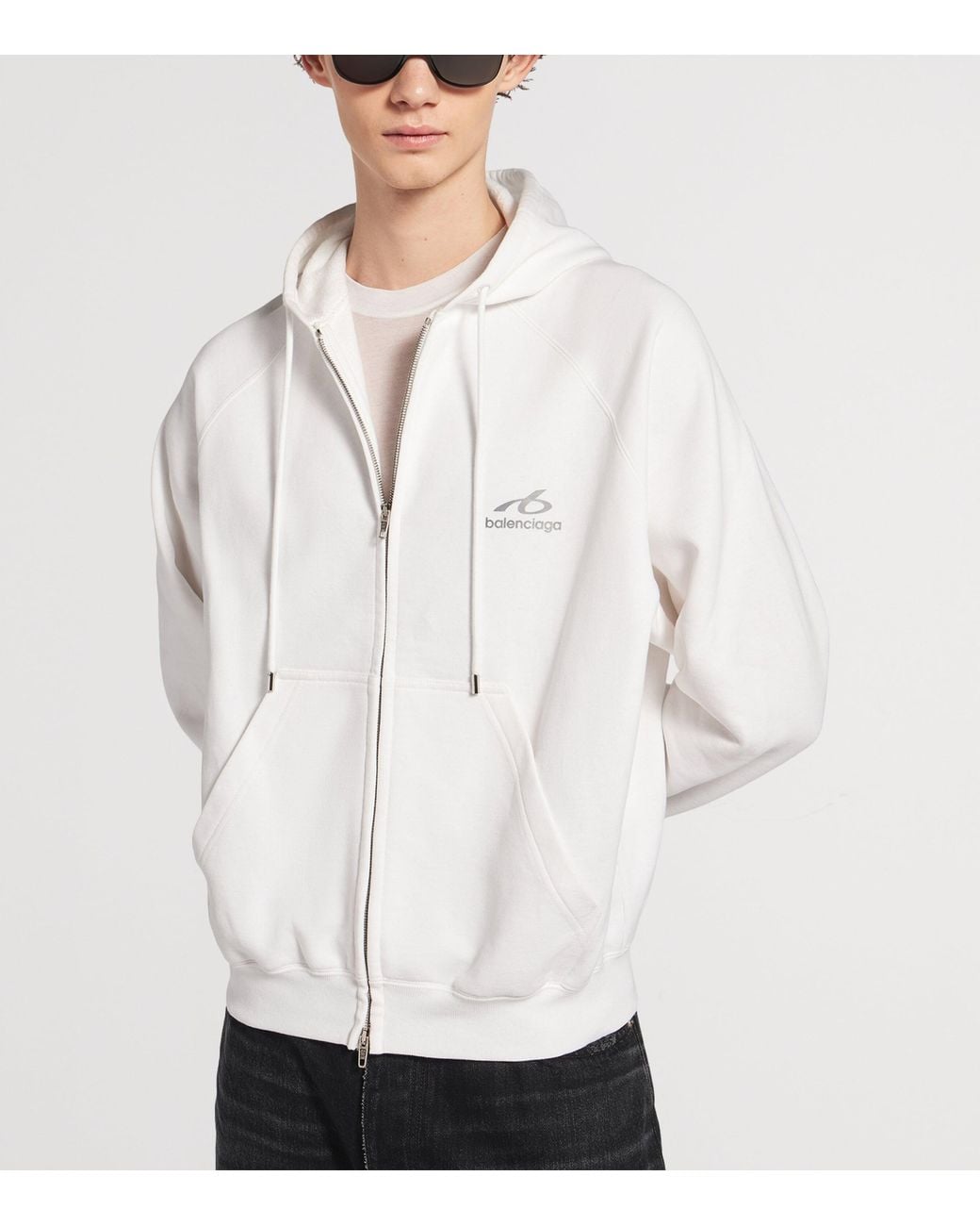 Balenciaga White Cotton Bodies Hoodie for men