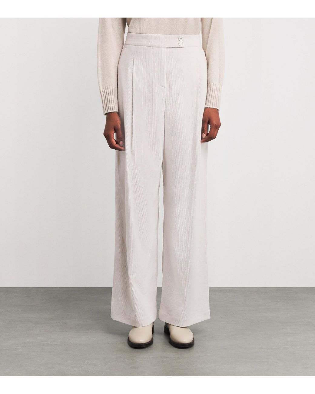 Eleventy White Cotton-Blend Corduroy Trousers
