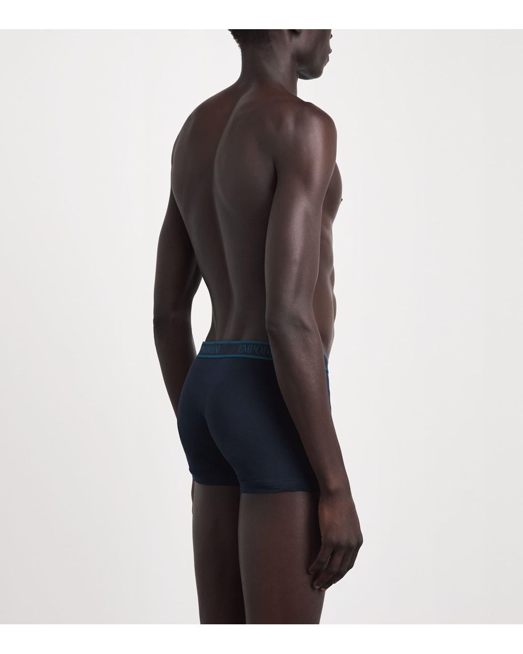 Emporio Armani Blue Stretch-Cotton Logo Trunks for men