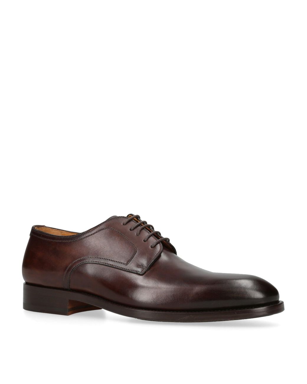 Magnanni Shoes Brown Leather Stitch Flex Derby Shoes for men