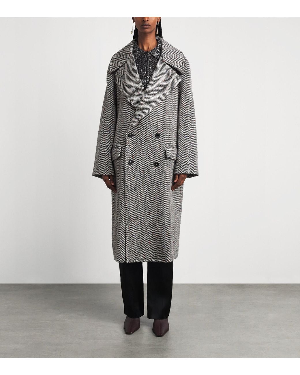 Missoni Gray Wool-Blend Herringbone Coat