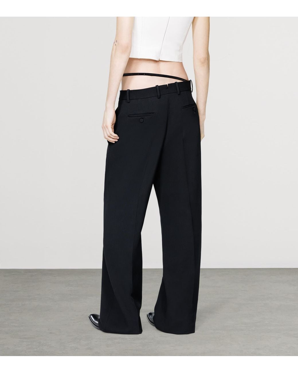 Tom Ford Blue Virgin Wool Belted Trousers