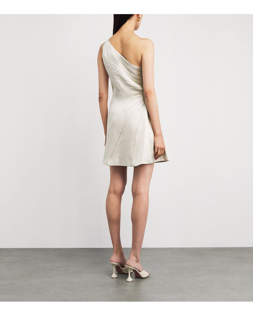 Sandro White Satin Asymmetric Mini Dress