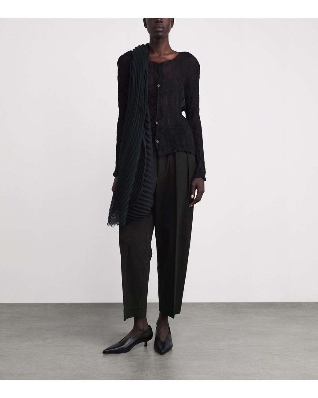 Issey Miyake Black Cotton-Blend Simple Ensemble Trousers