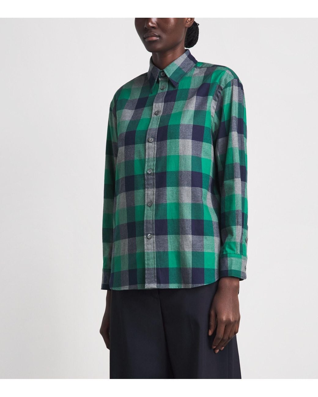 Polo Ralph Lauren Green Cotton Twill Check Oversized Shirt