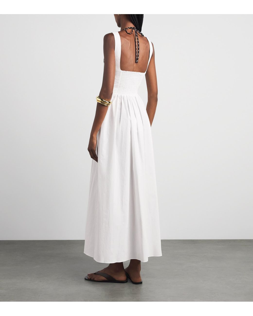 Matteau White Organic Cotton Gathered Midi Dress