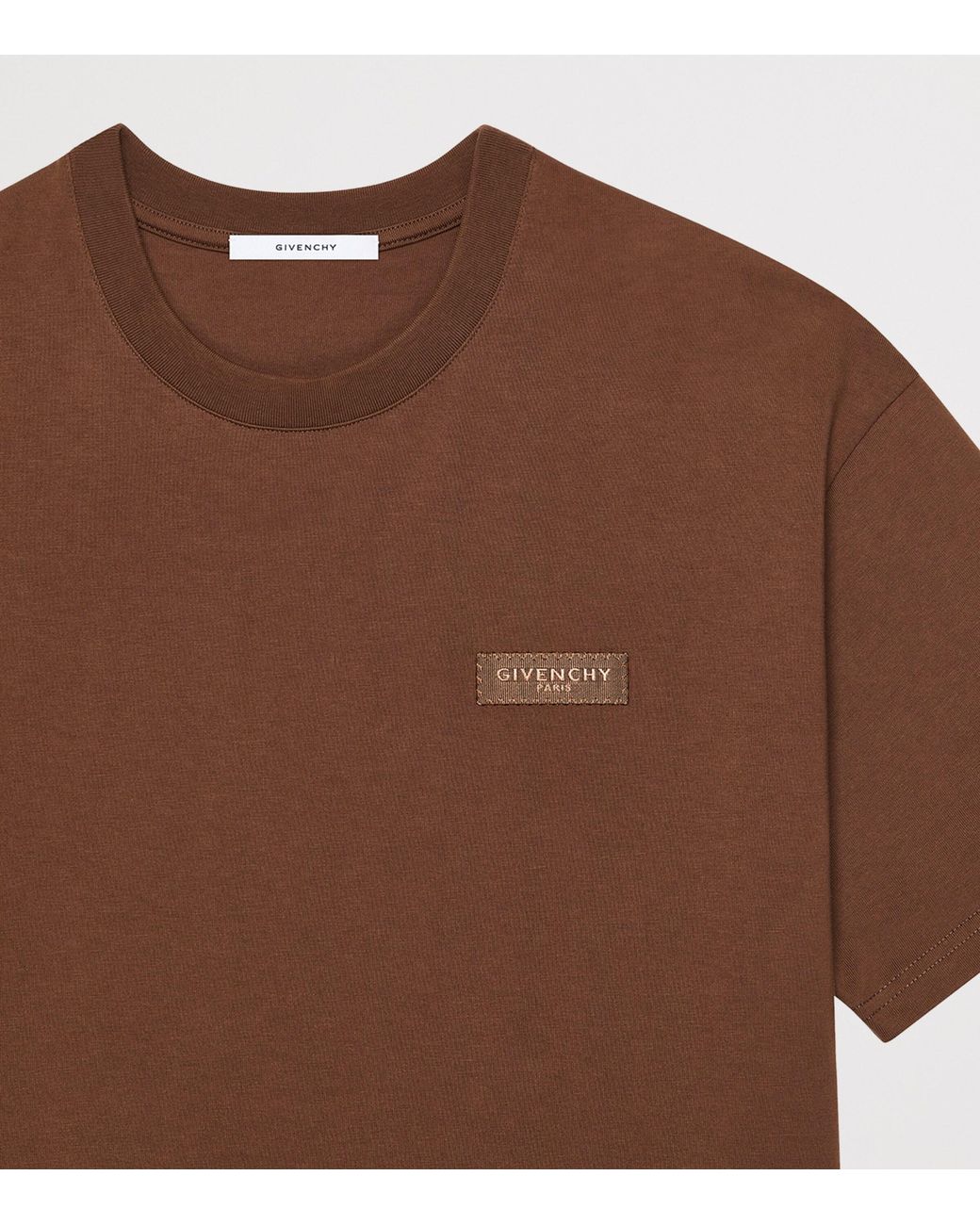 Givenchy Brown Cotton Logo-Tab T-Shirt for men