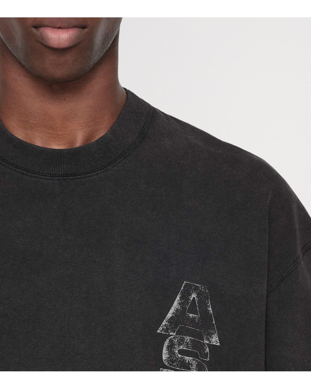 AllSaints Black Organic Cotton Roller T-Shirt for men