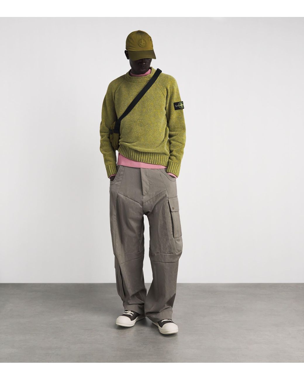 Stone Island Green Cotton Élange Sweater for men