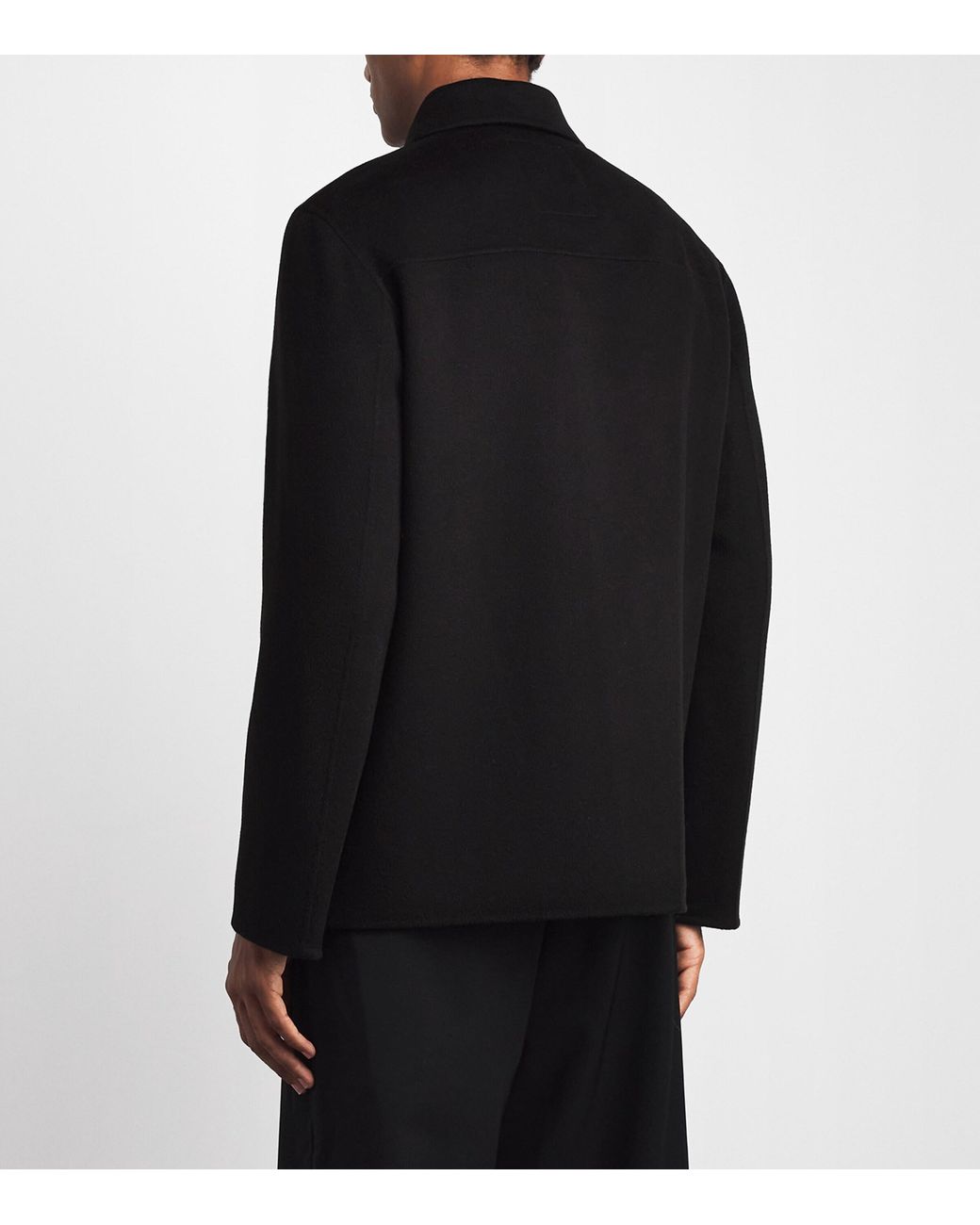Yves Salomon Black Wool-Cashmere Leather Patch Overshirt for men