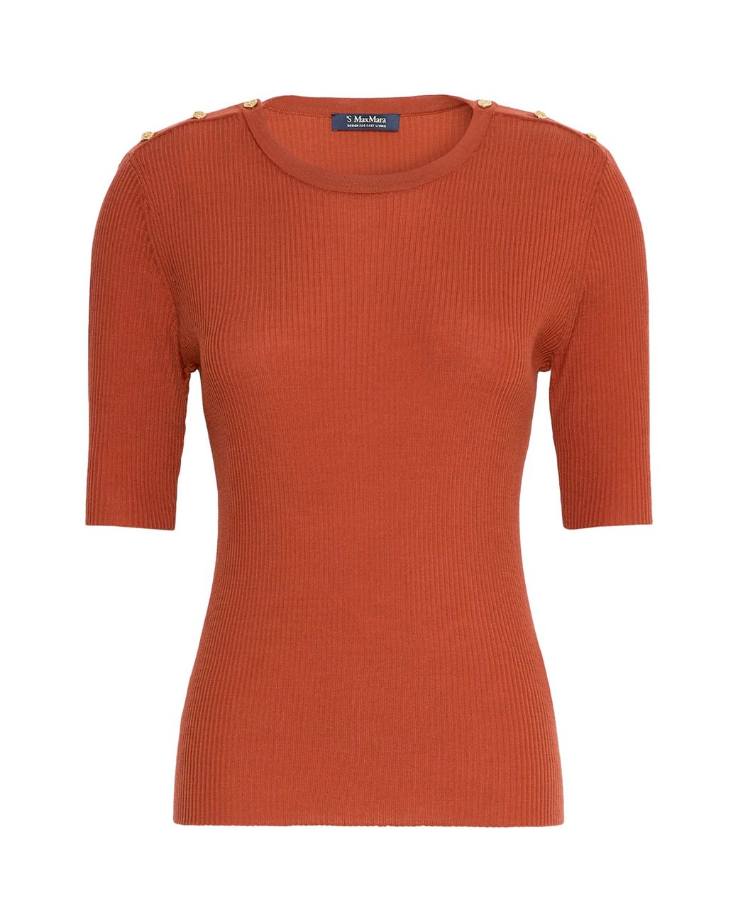 Max Mara Orange Virgin Wool Ribbed Sweater