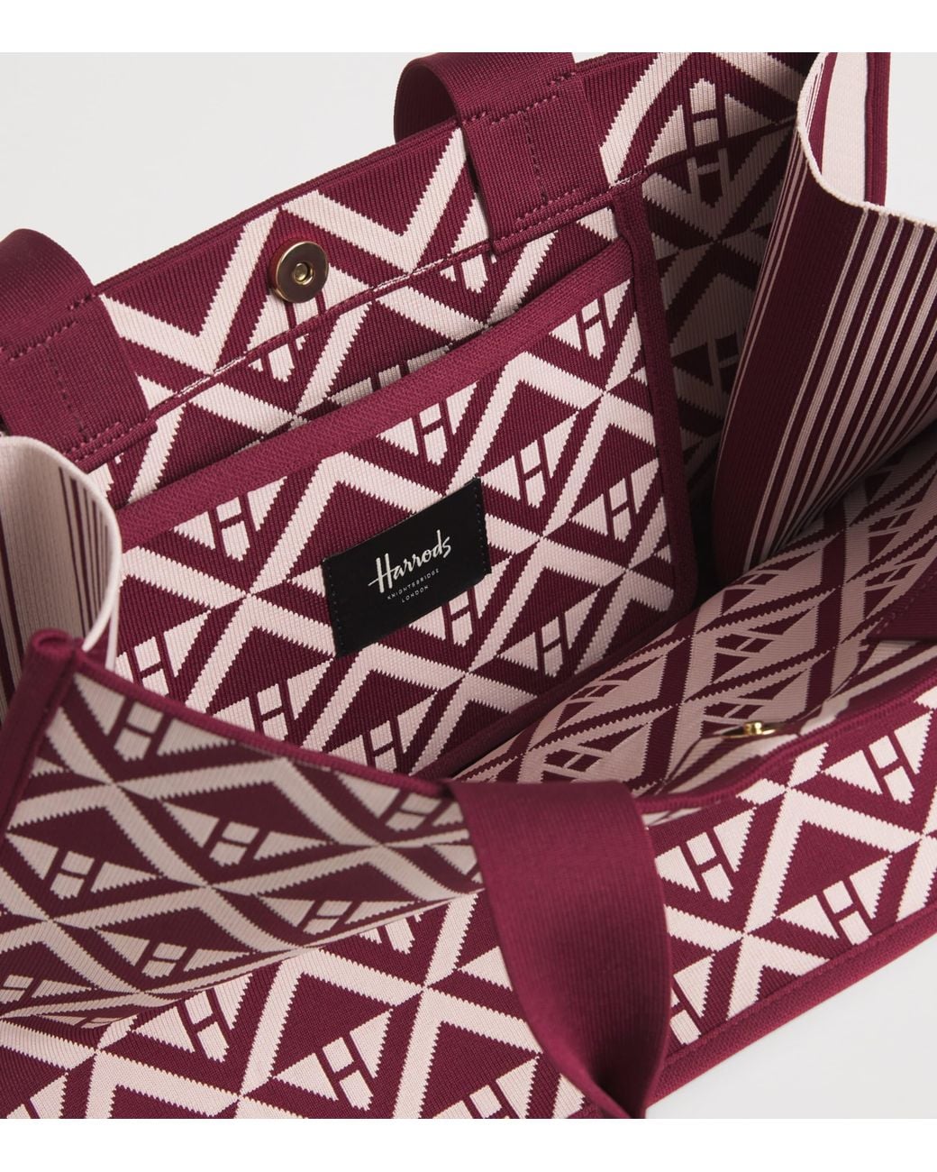 Harrods Red Medium Geometric Tote Bag