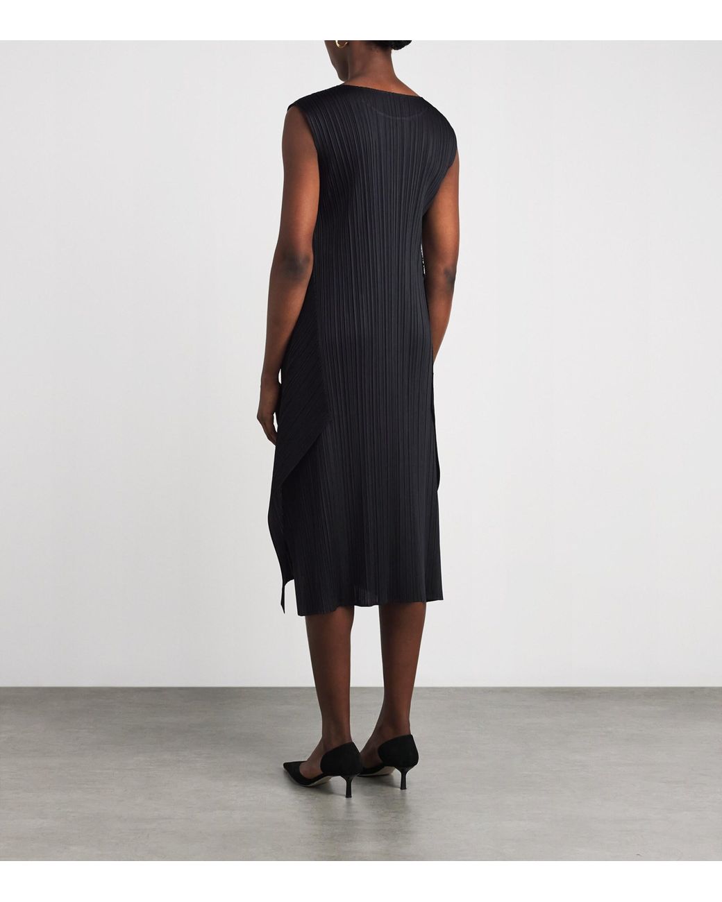 Pleats Please Issey Miyake Black Monthly Colors September Pleated Midi Dress