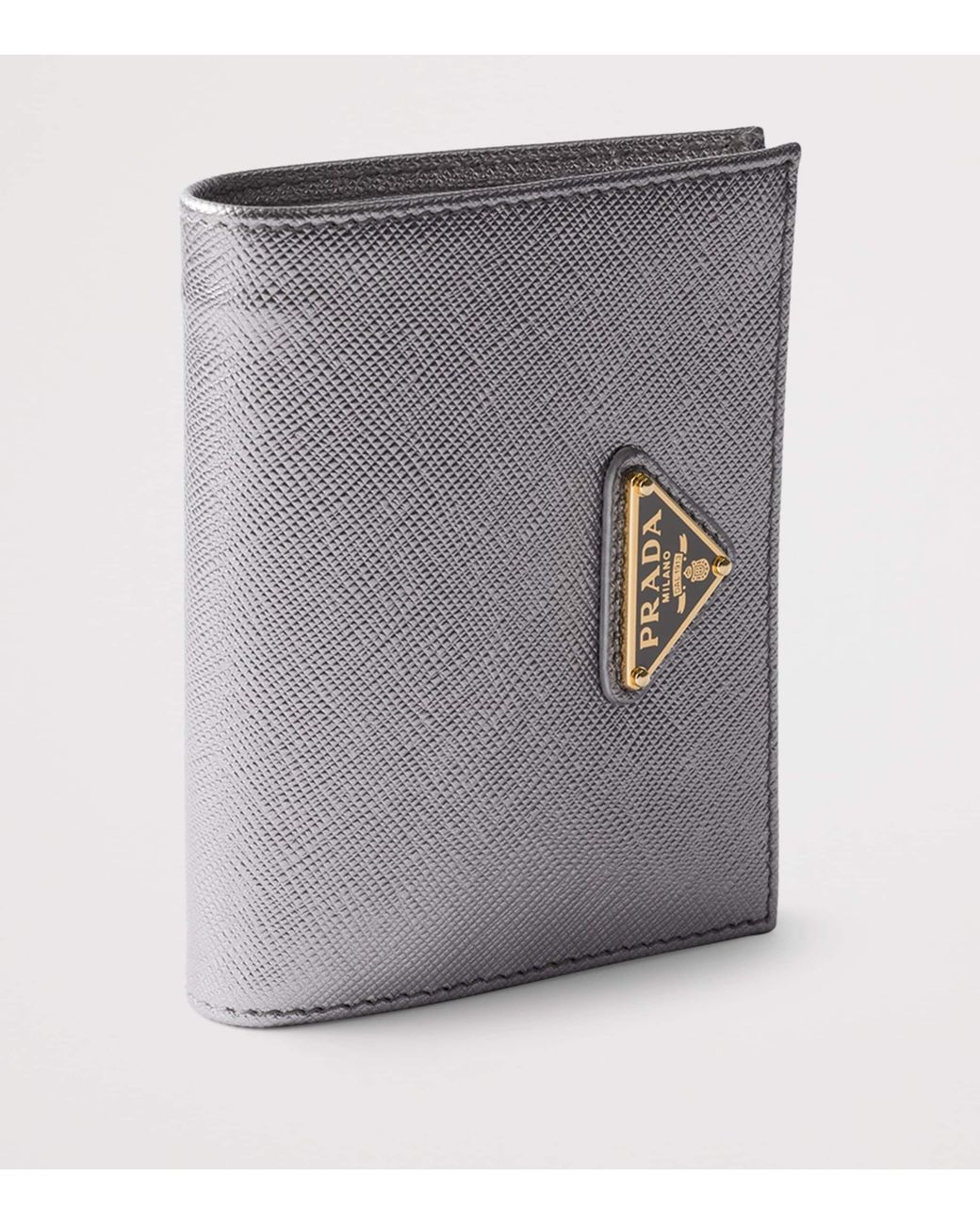 Prada Gray Small Saffiano Leather Bifold Wallet