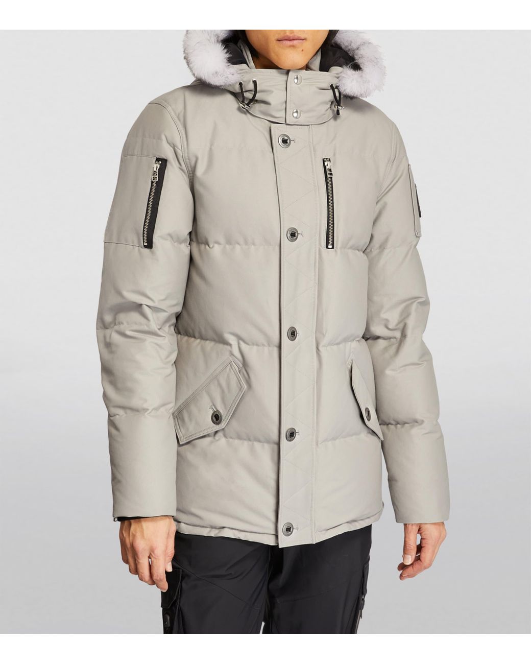 Moose Knuckles Shearling-Trim 3Q Jacket in Gray for Men | Lyst