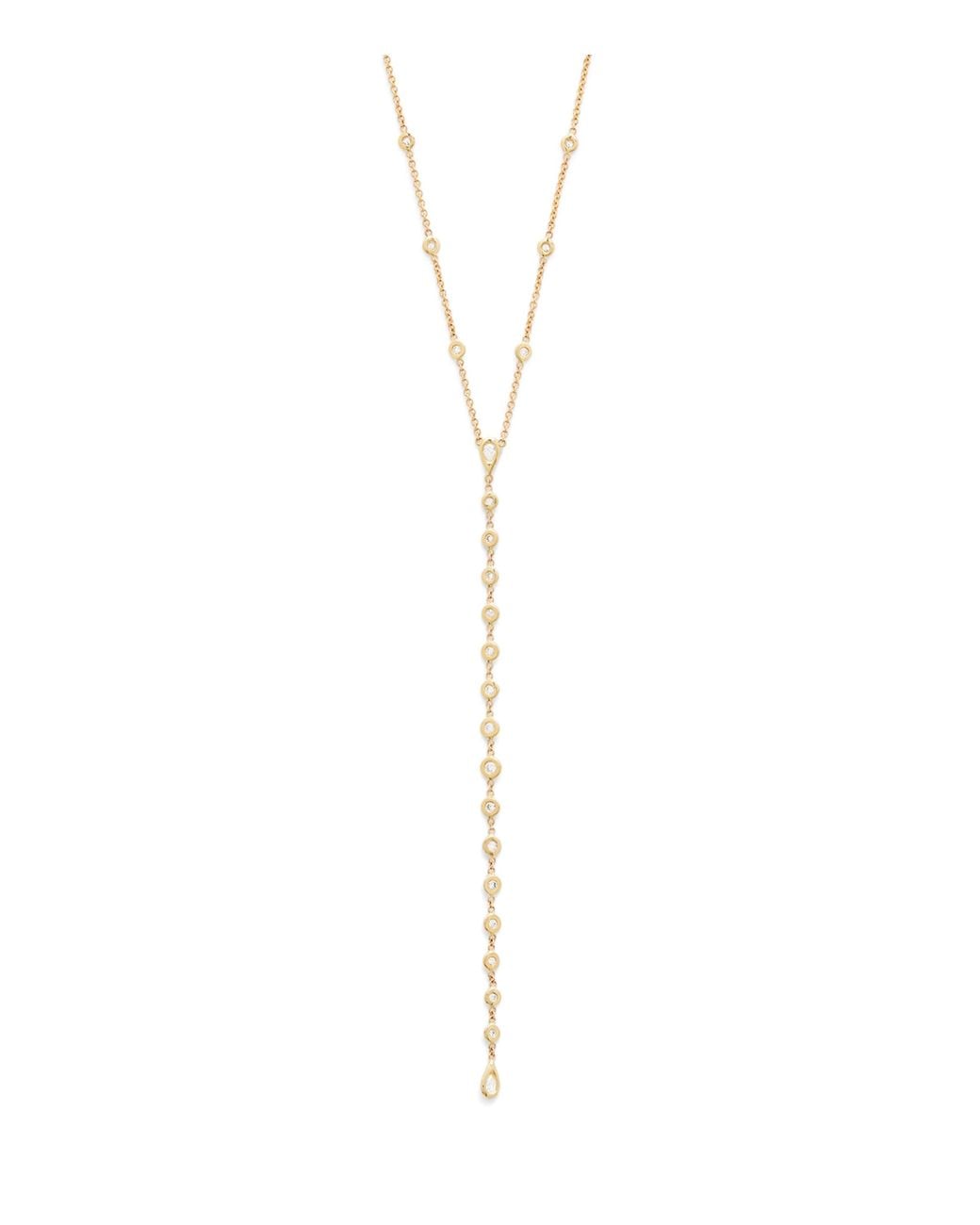 Jacquie Aiche White And Diamond Teardrop Y Necklace
