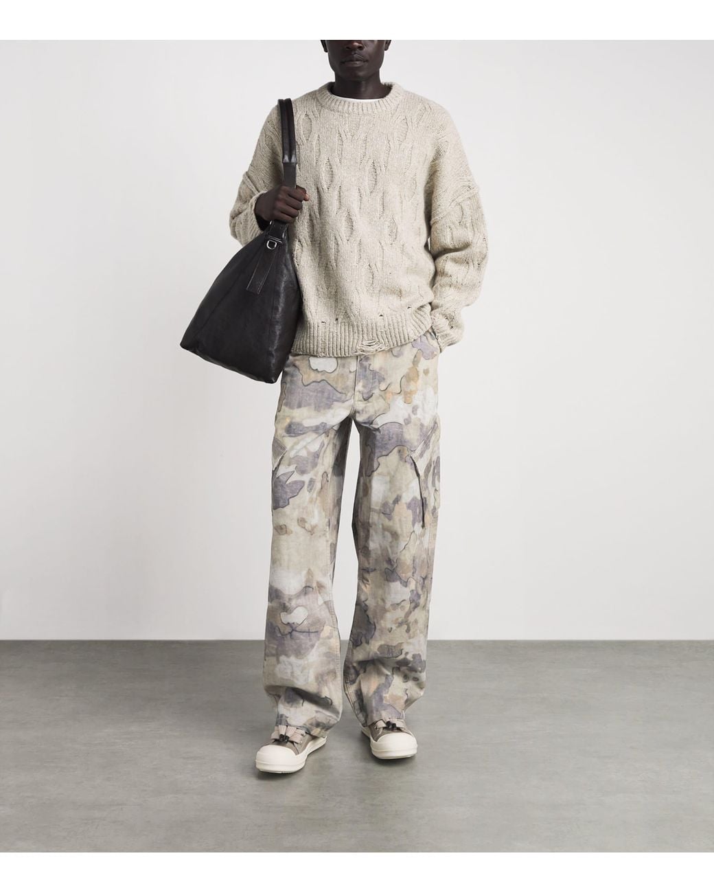 Represent Gray Camouflage Cargo Trousers for men