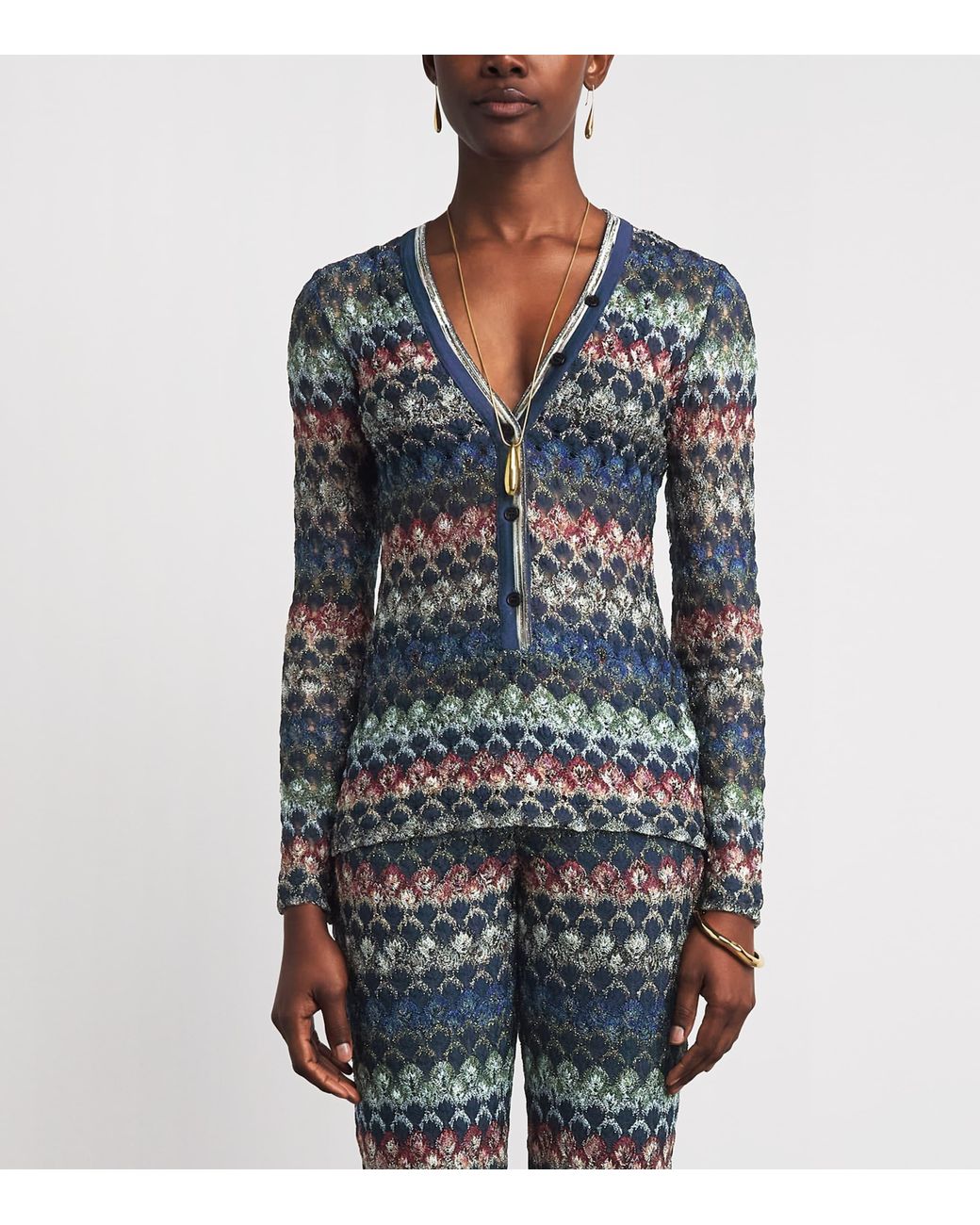 Missoni Blue Chevron Button Sweater