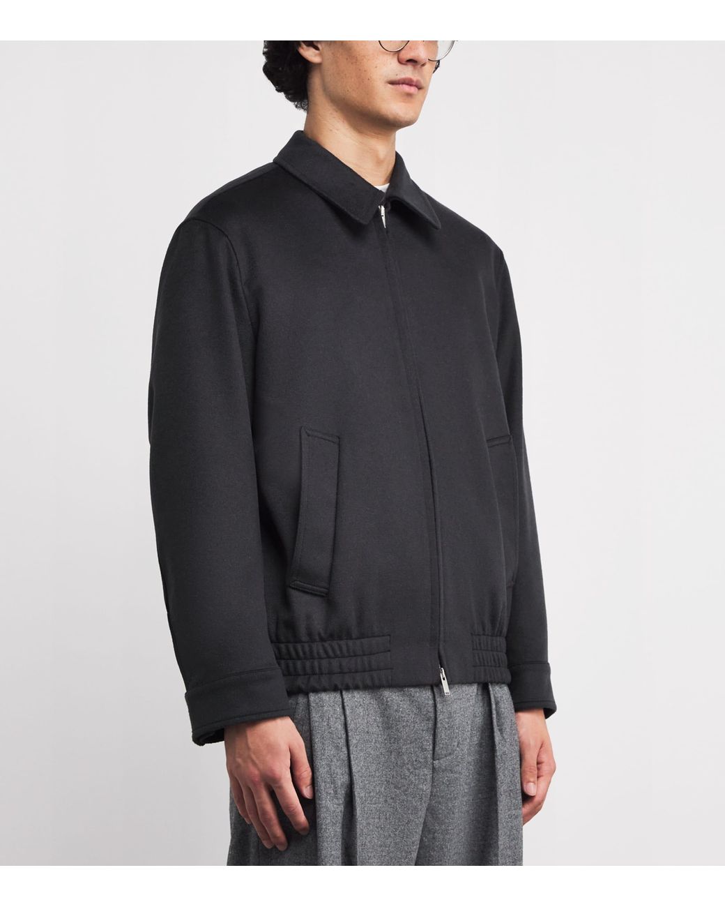 Lardini Black Cashmere-Wool Bomber Jacket for men