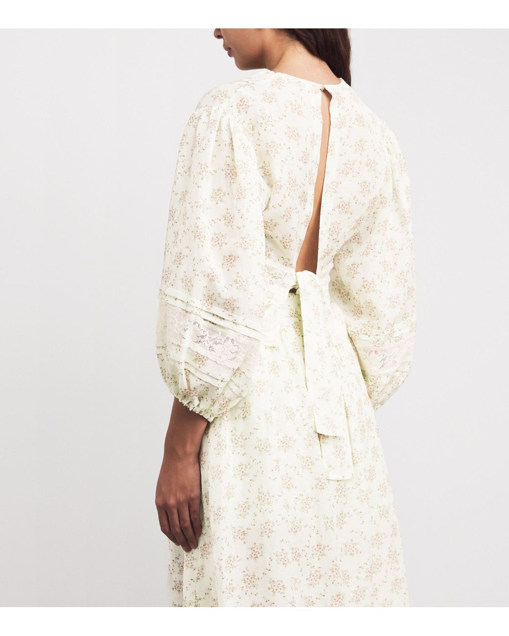 Sandro White Floral Tie-Back Blouse