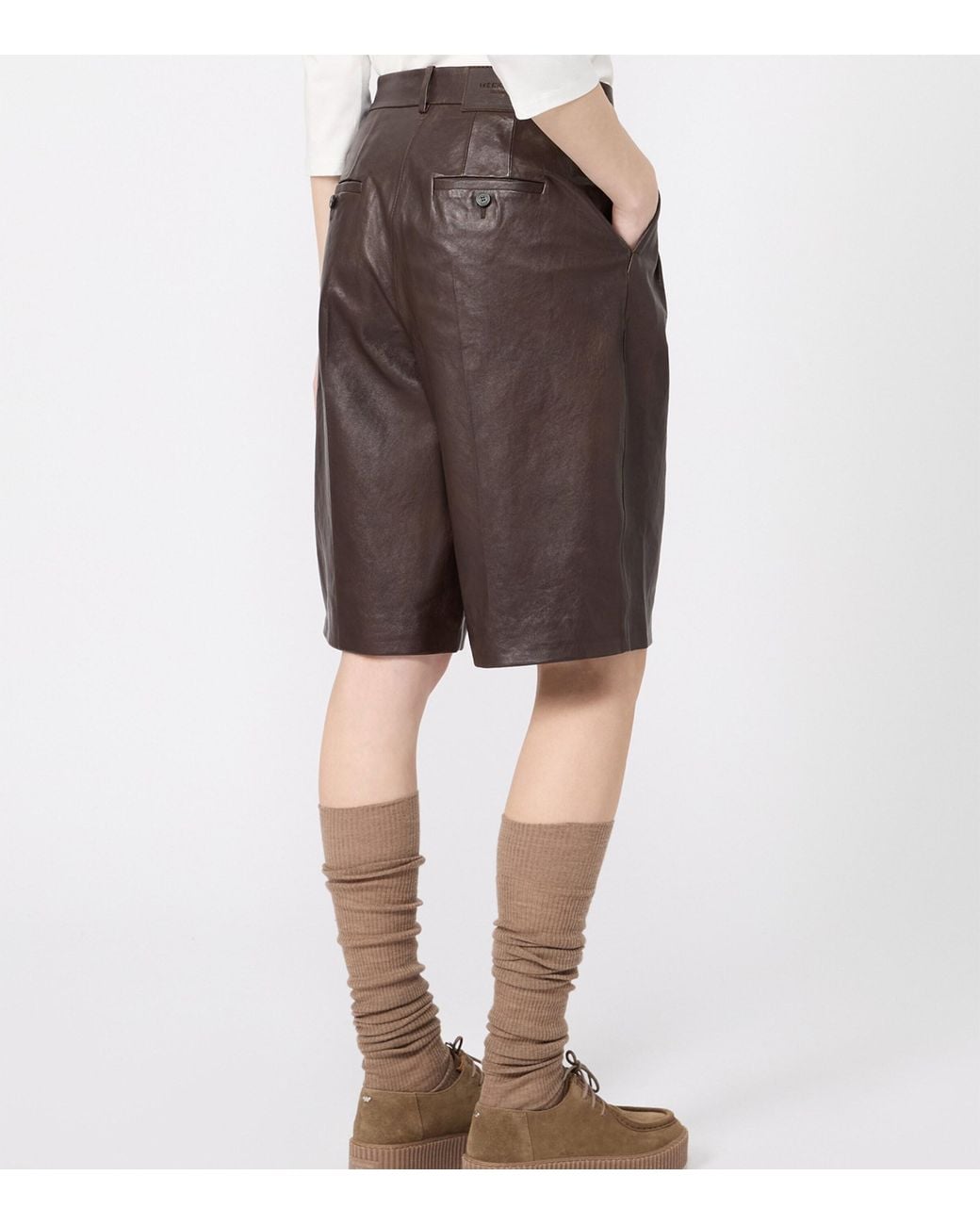 Weekend by Maxmara Gray Lambskin Shorts