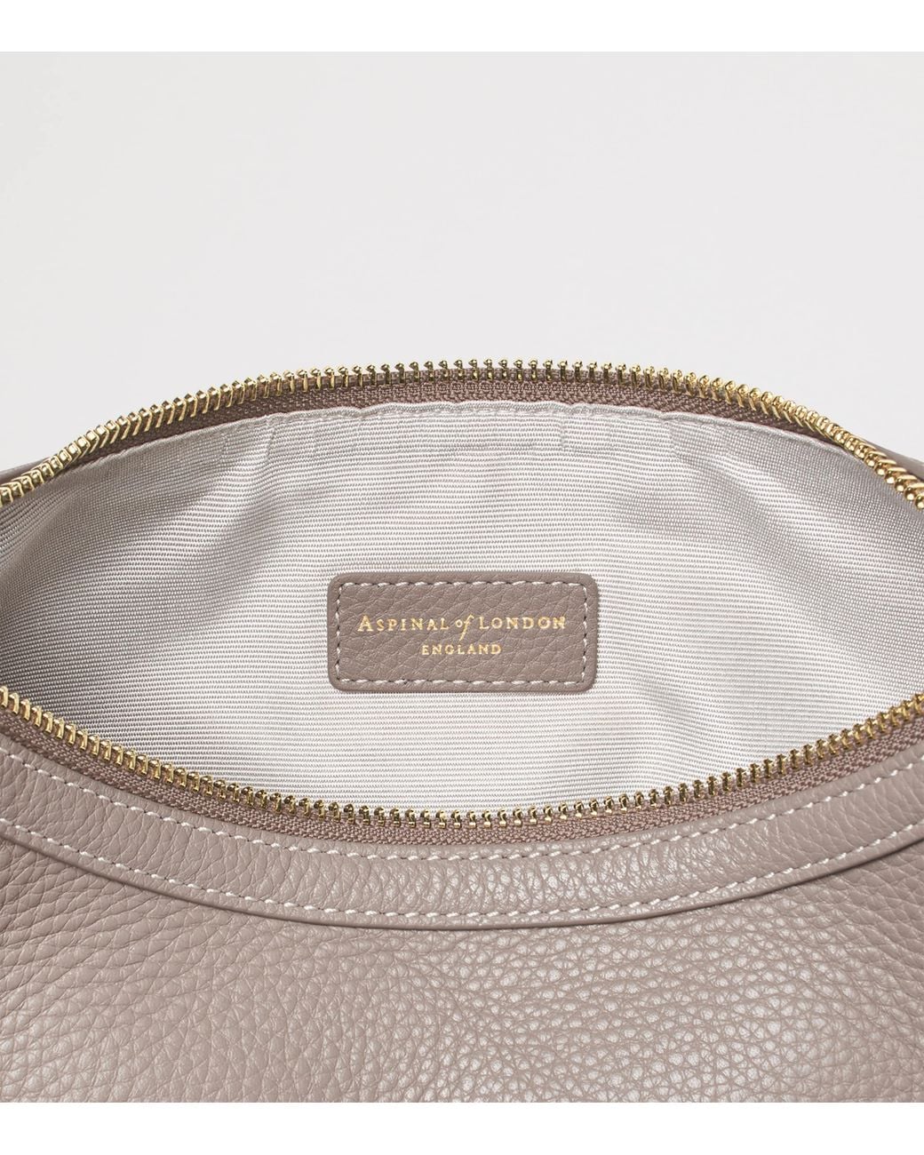 Aspinal Gray Small Leather Soho Crescent Shoulder Bag