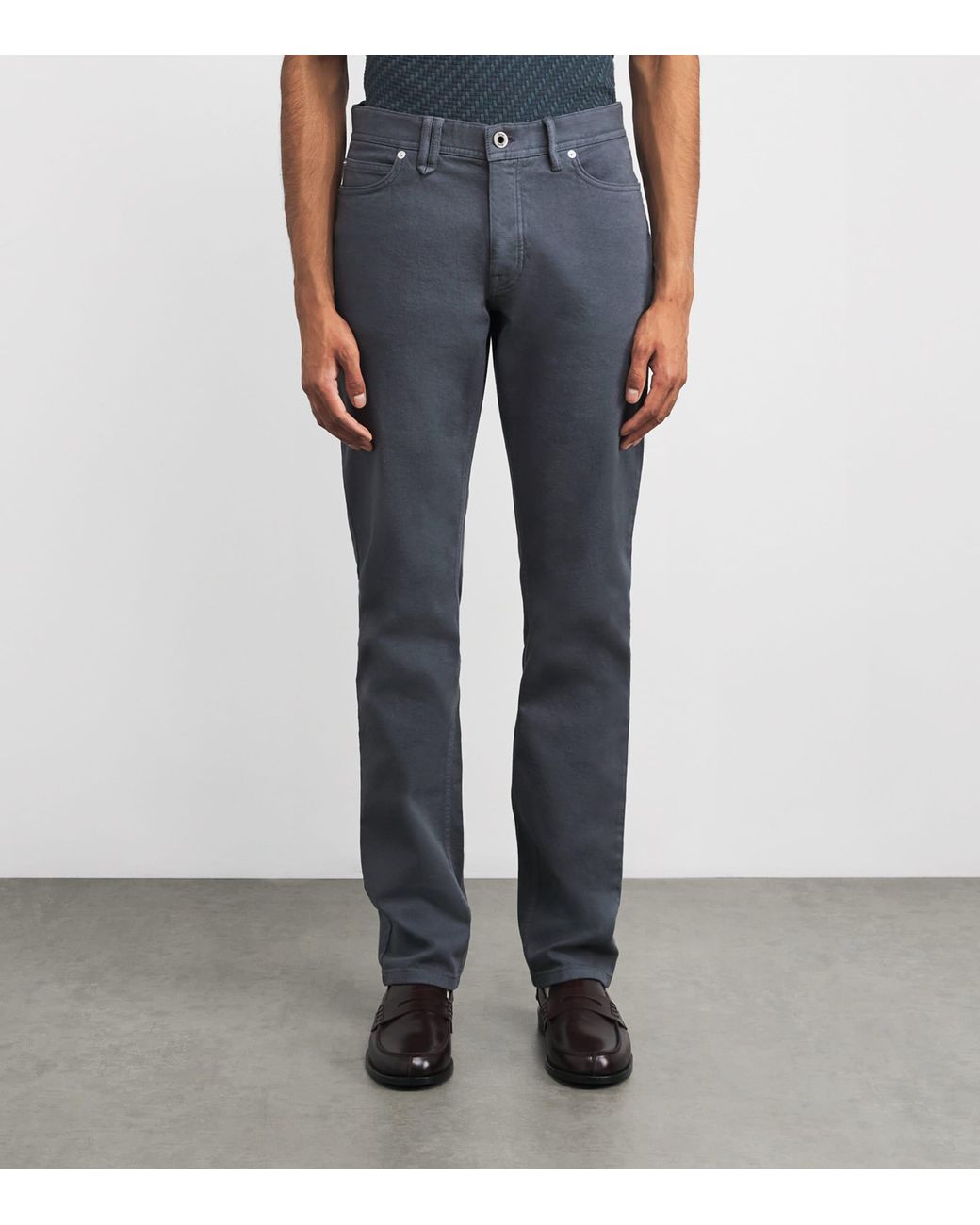 Brioni Blue Organic Cotton Meribel Trousers for men