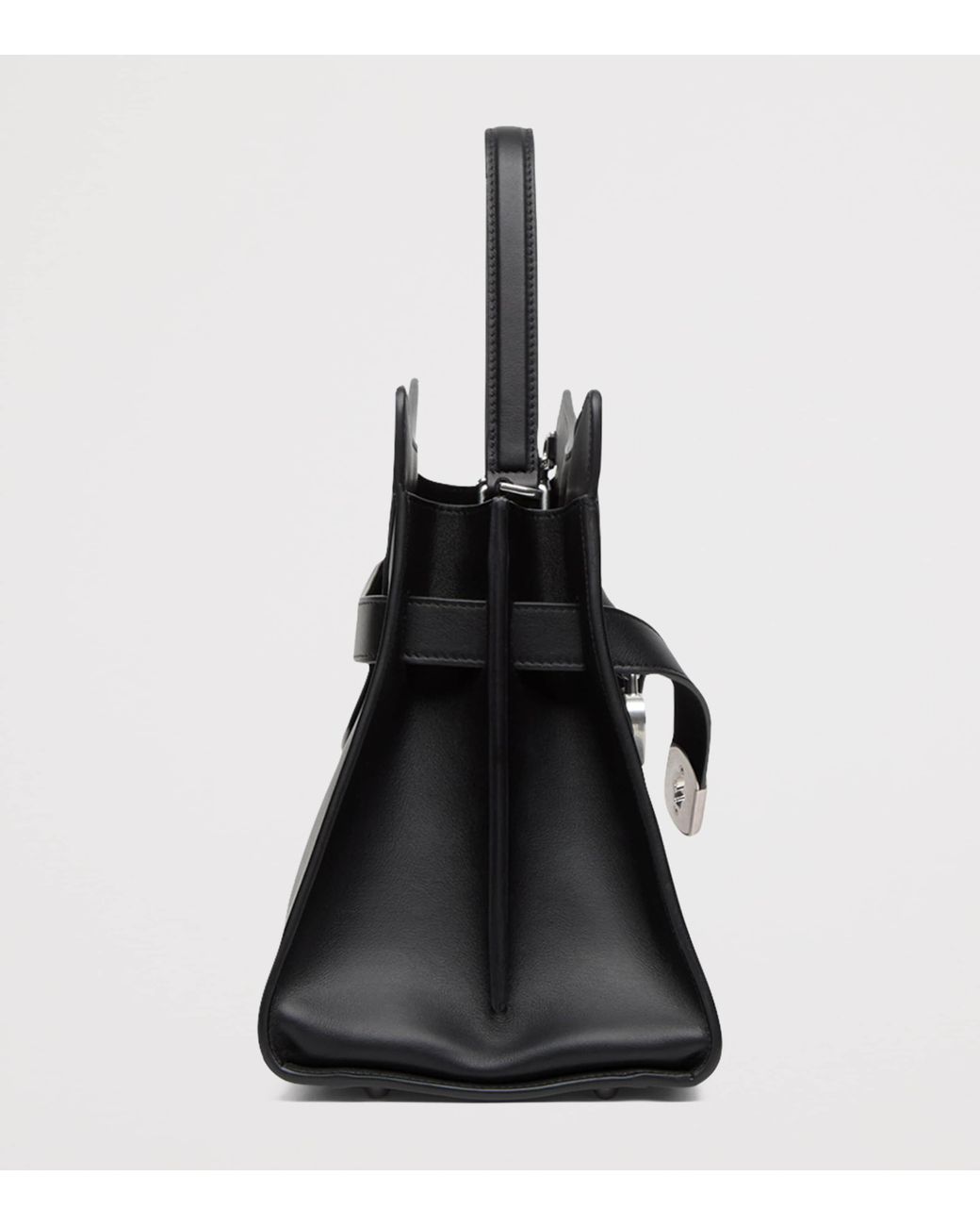 McQueen Black Calfskin Locke Top-Handle Bag