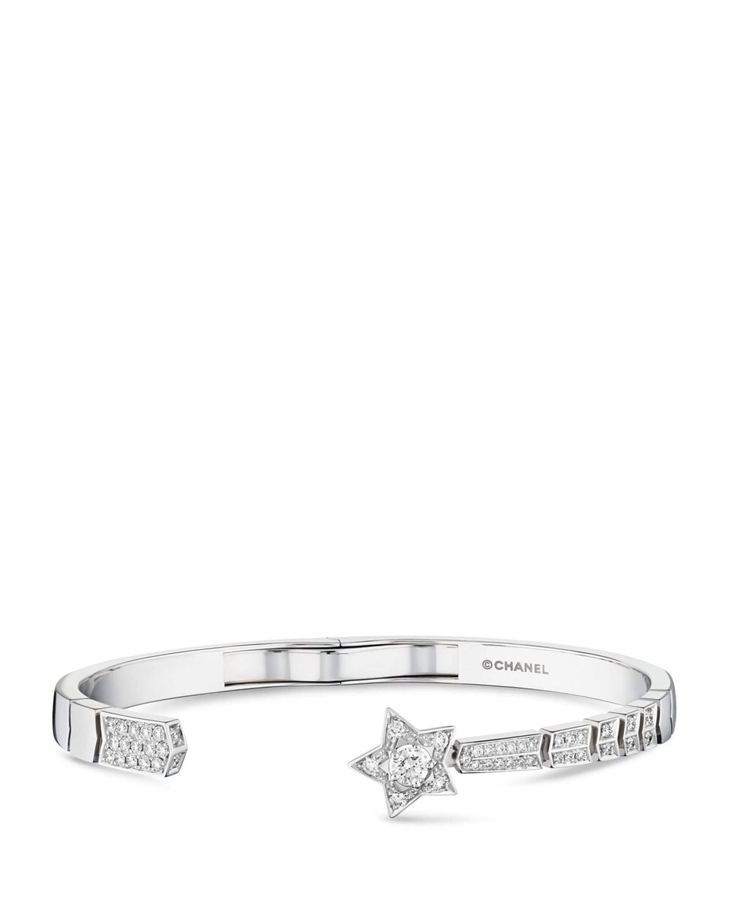 Chanel White And Diamond Comète Chevron Bracelet