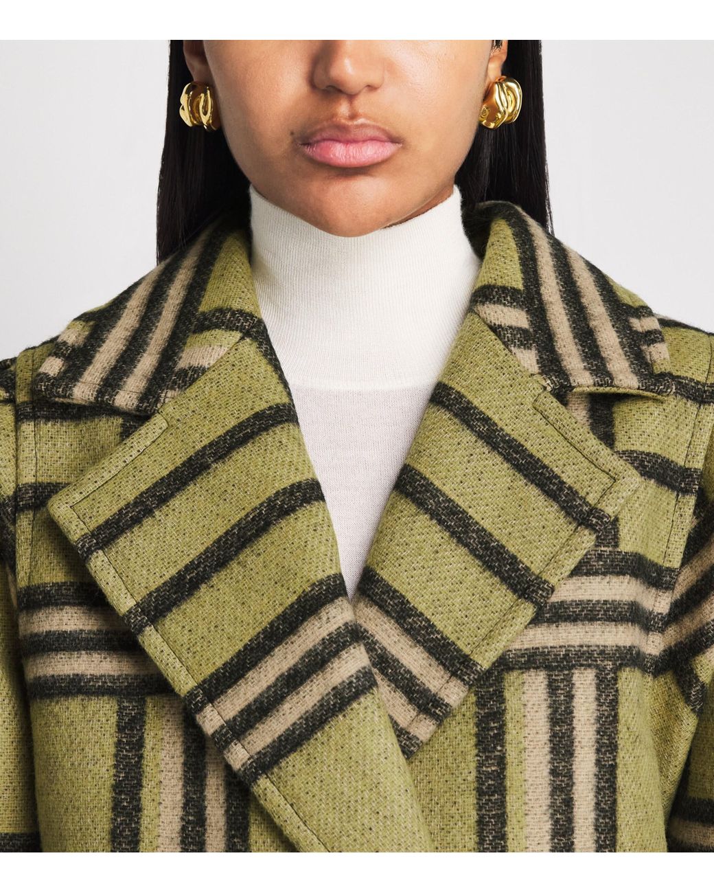 LaDoubleJ Green Virgin Wool Check Victoria Coat