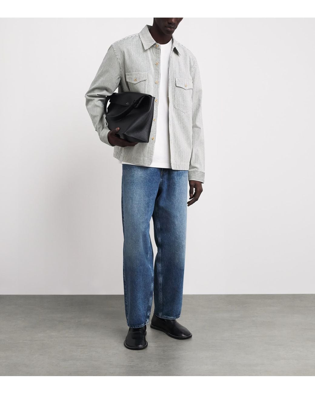 PAIGE Gray Stripe Rinzi Denim Shirt for men