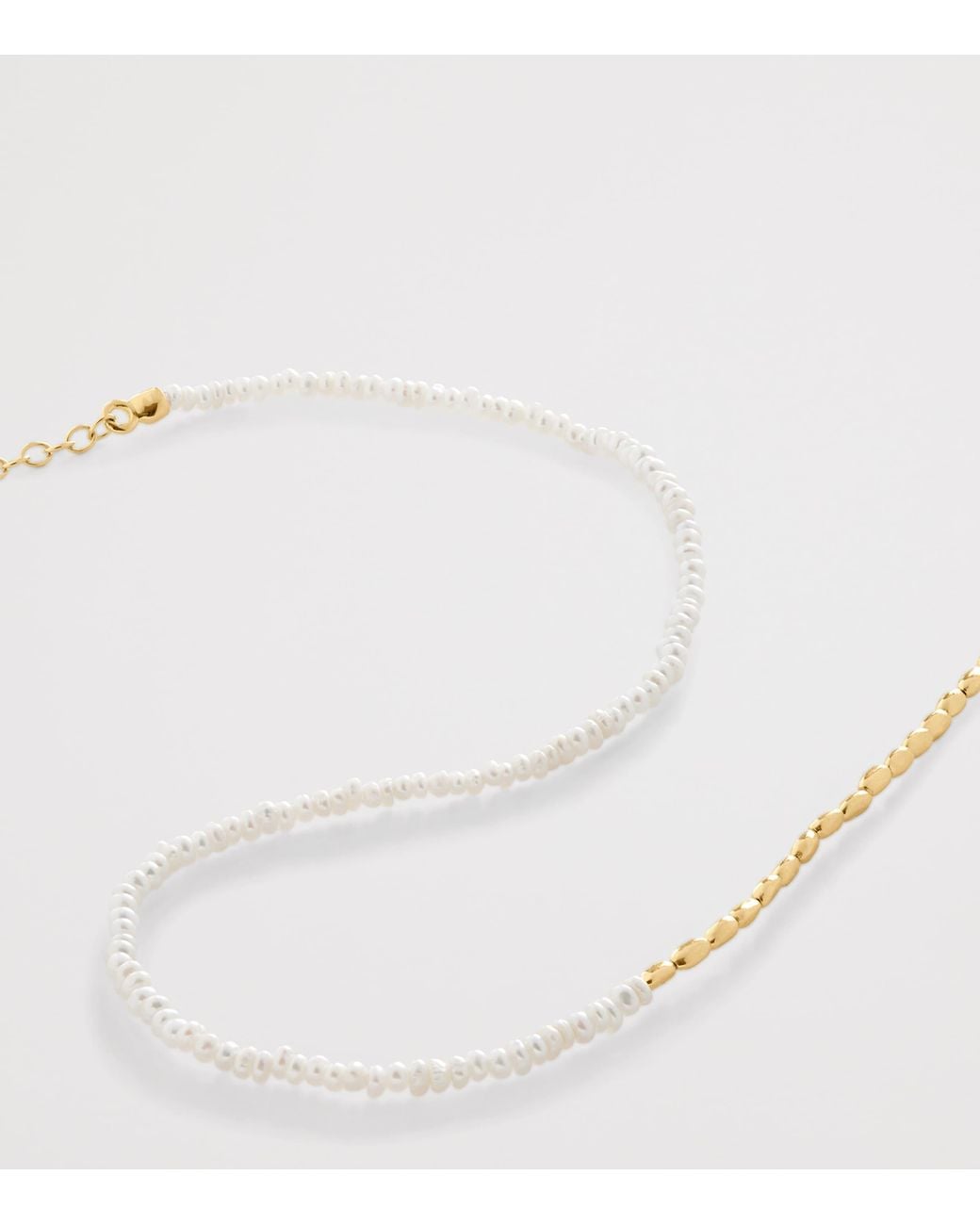 Monica Vinader Metallic Vermeil And Baroque Pearl Mini Nugget Gemstone Beaded Necklace