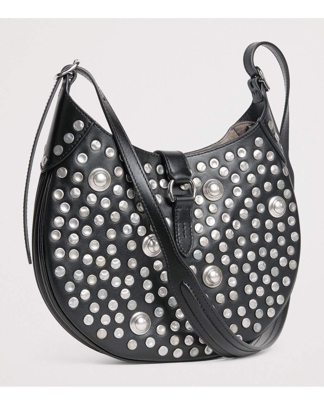 Polo Ralph Lauren Black Leather Studded Polo Id Shoulder Bag