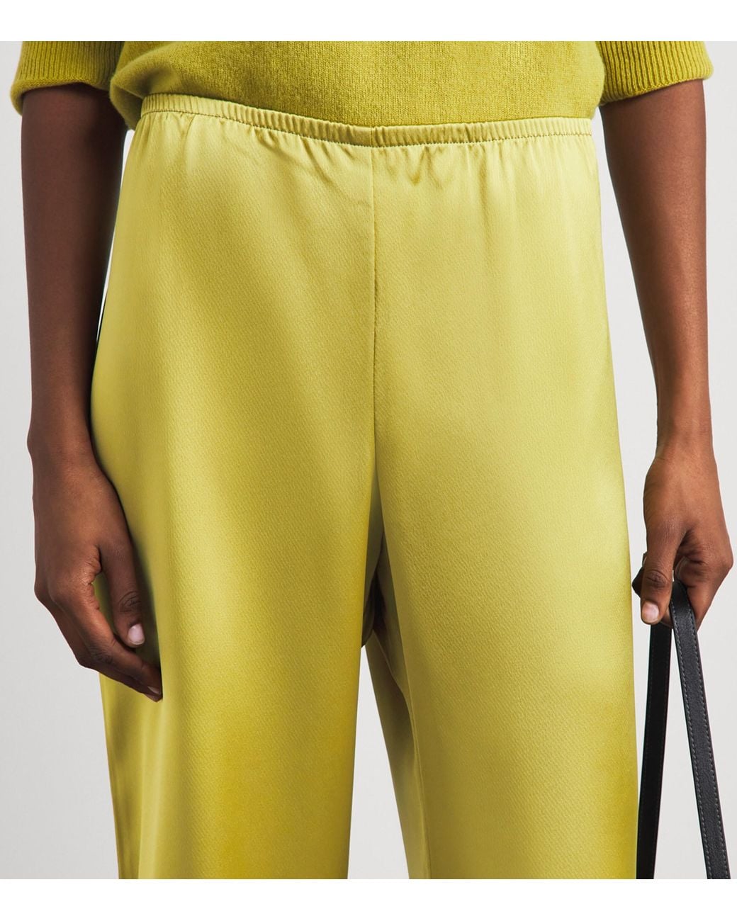 Leset Yellow Satin Barb Wide-Leg Trousers