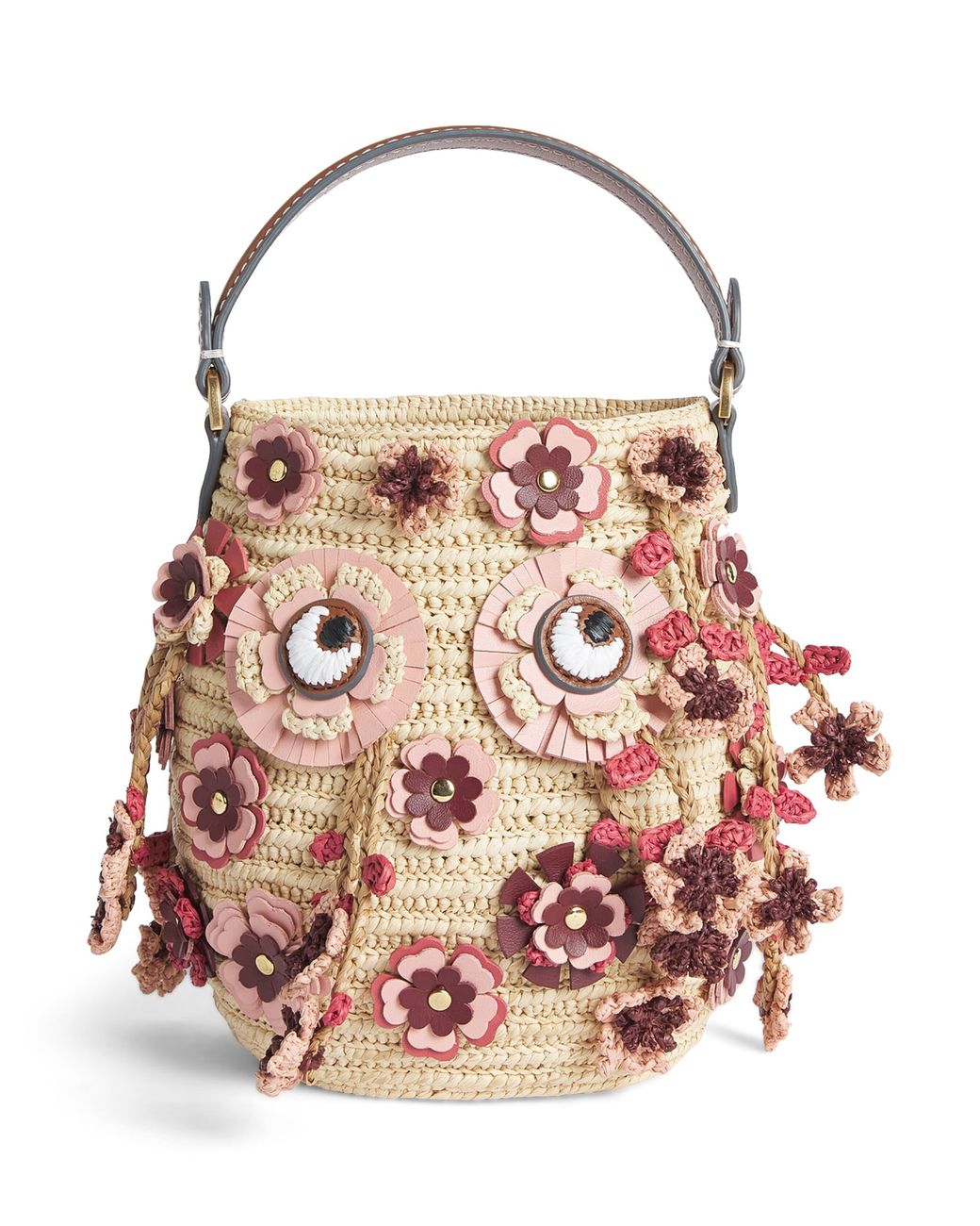 Anya Hindmarch Pink Raffia Blossom Creature Cross-Body Bag