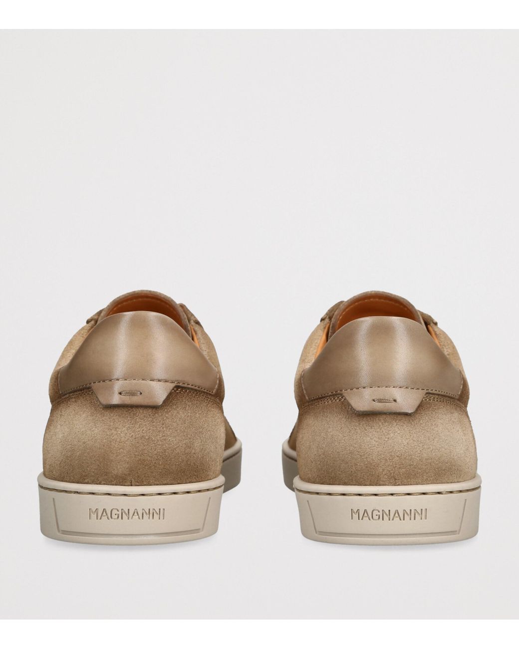 Magnanni Shoes Brown Leather Slip-On Sneakers for men