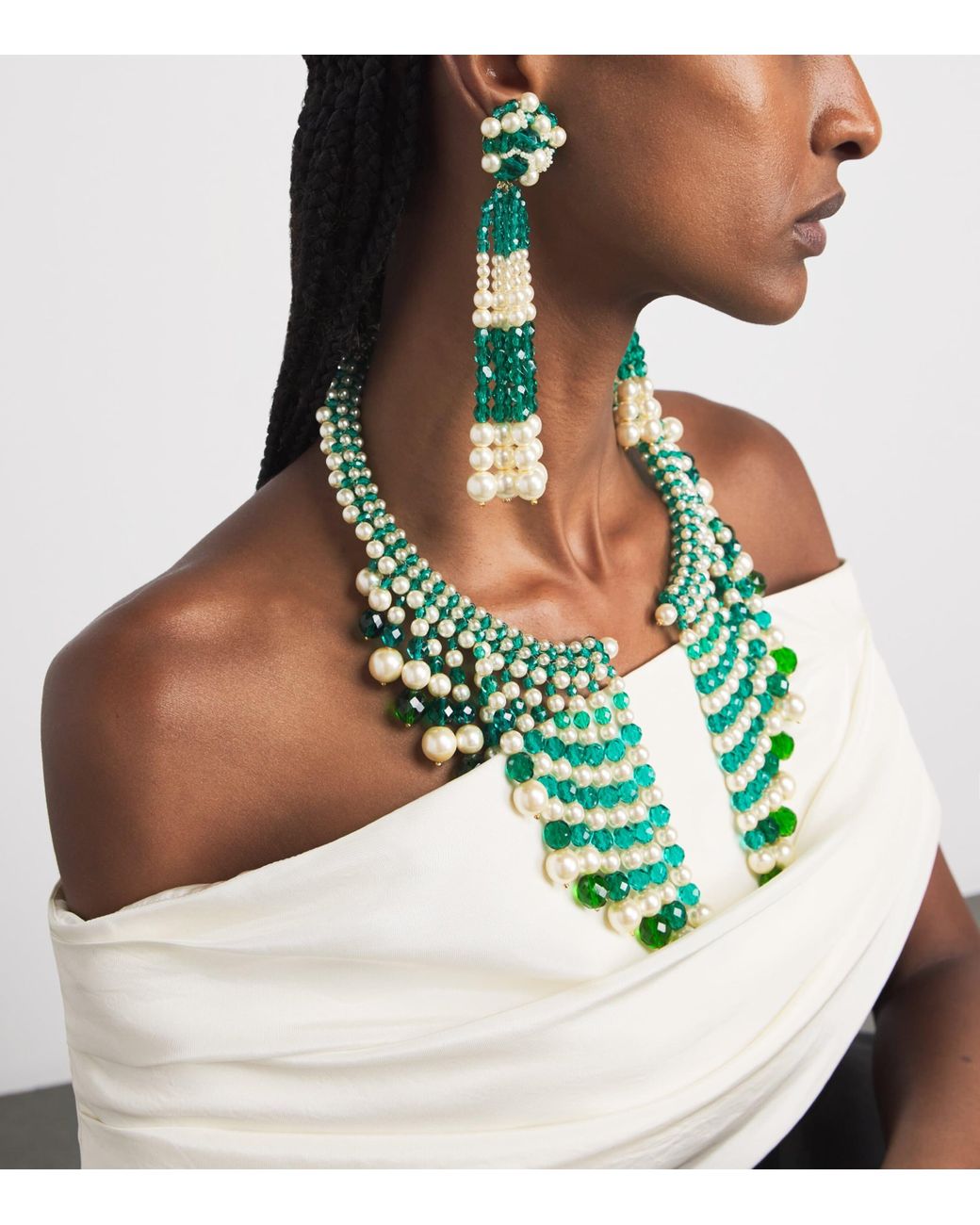 Coppola E Toppo Green Beaded Frangia Necklace