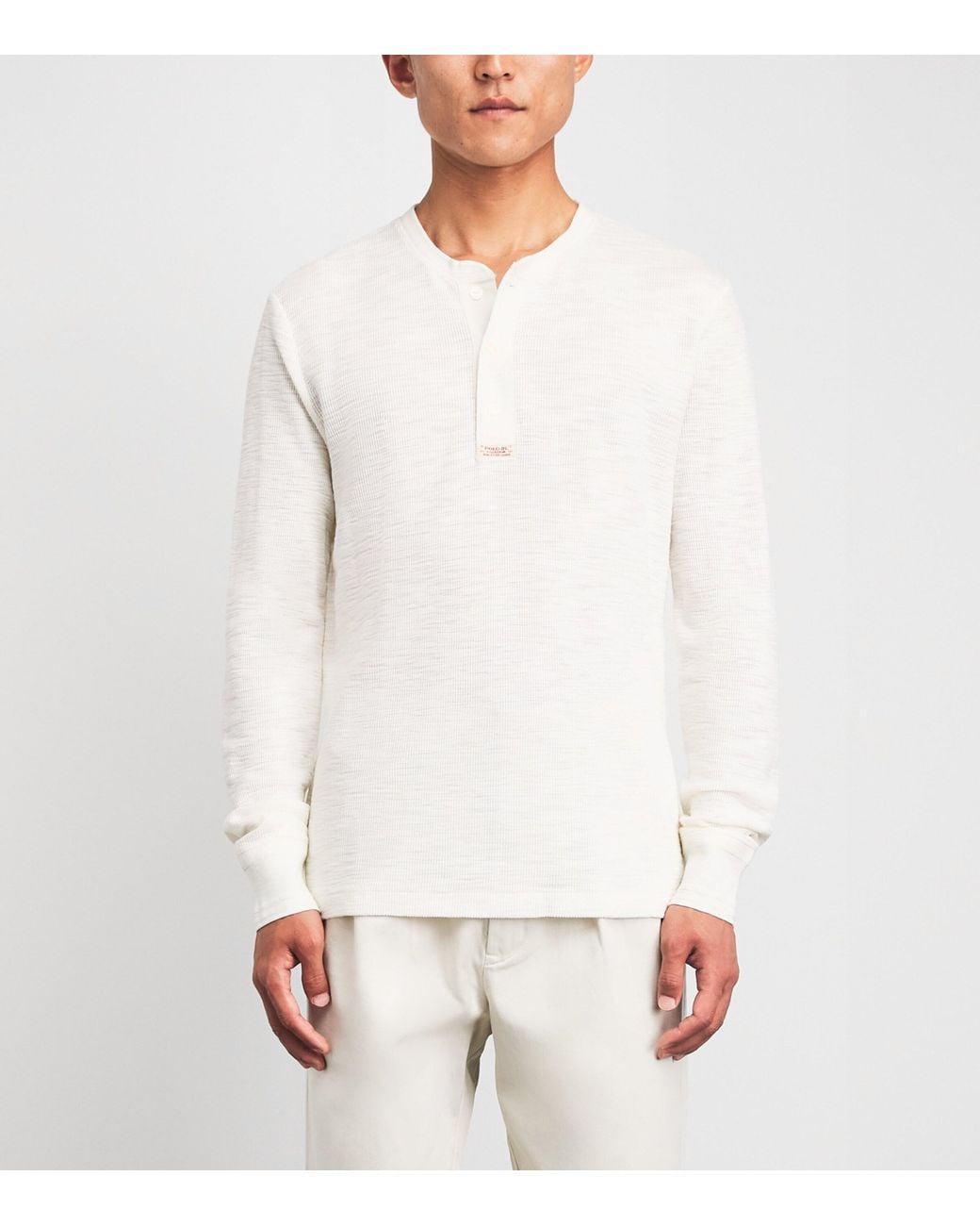 Polo Ralph Lauren White Cotton Waffle-Knit Henley T-Shirt for men
