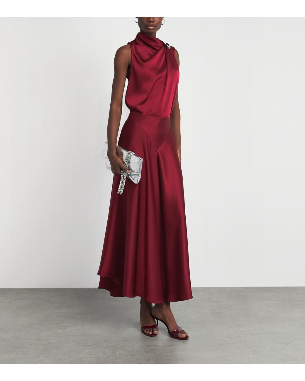 Altuzarra Red Draped Alden Blouse