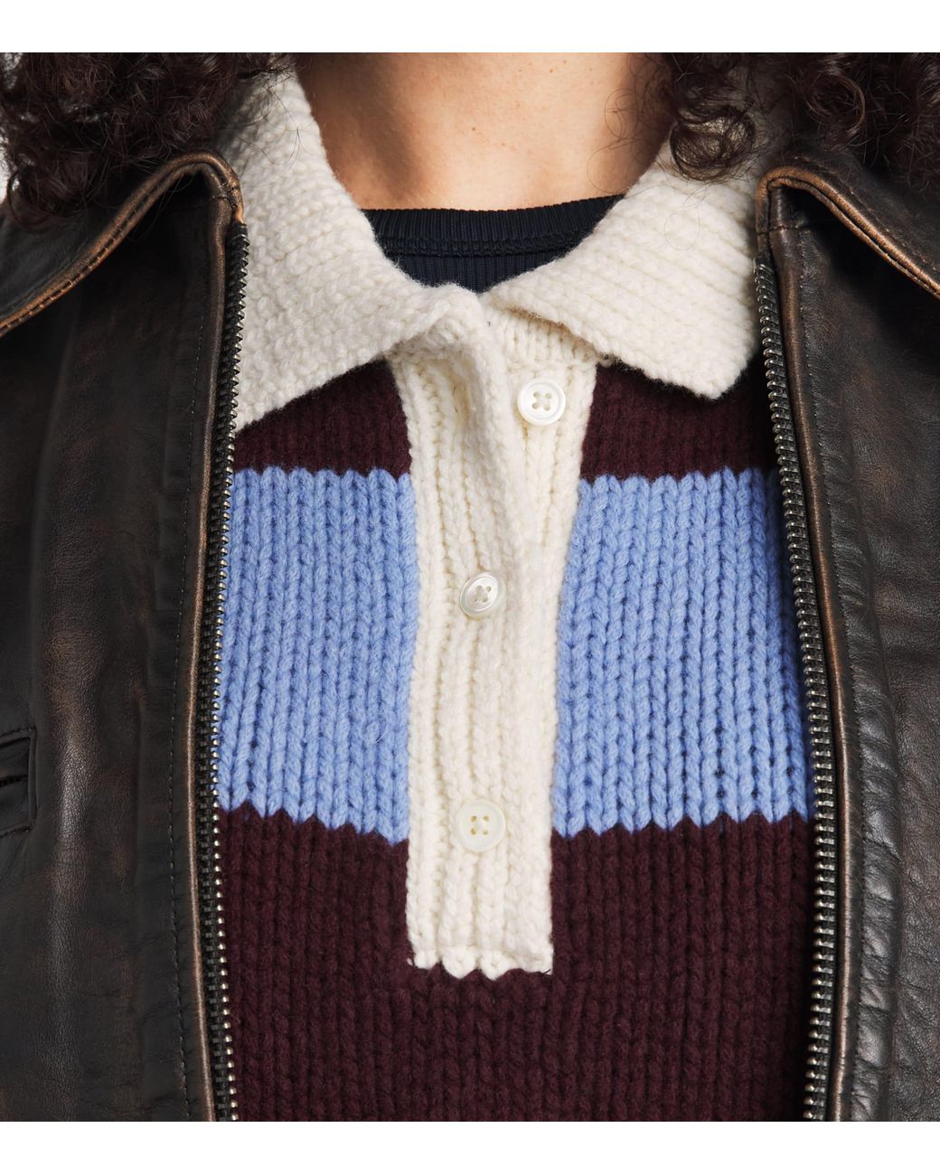 Polo Ralph Lauren Blue Wool-Blend Stripe Sweater