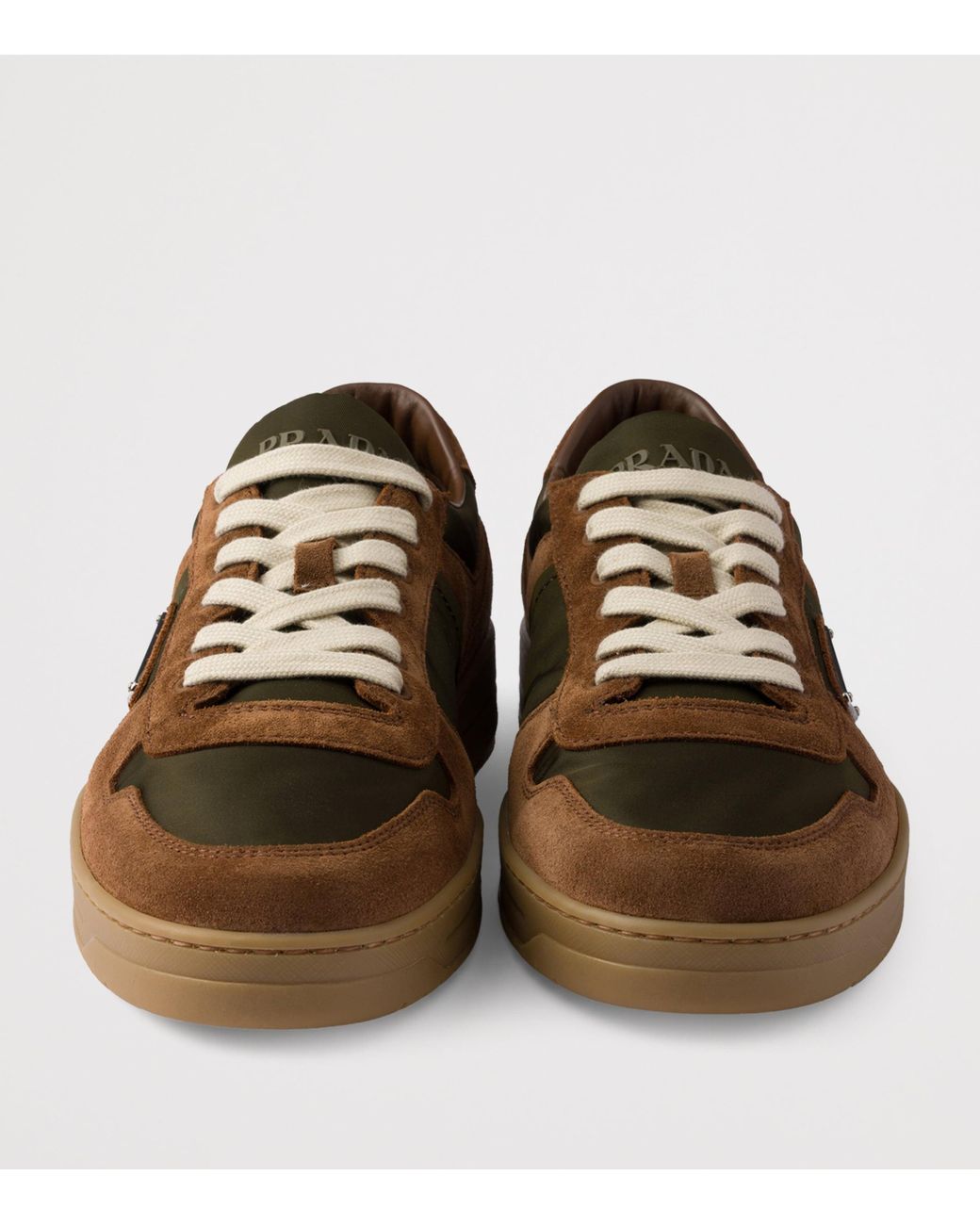 Prada Brown Suede And Re-Nylon Downtown Sneakers for men